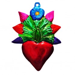 Tin heart with flowers Multicolor