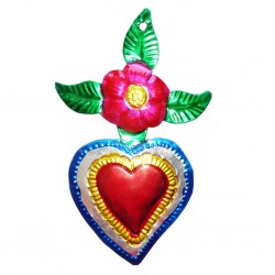 Sagrado corazón con flor grande Rosa