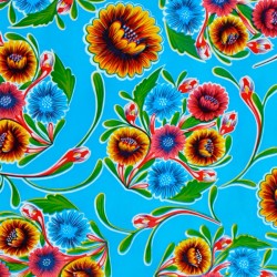 Blue Dulce flor oilcloth