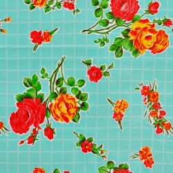 Turquoise Rosedal oilcloth offcut