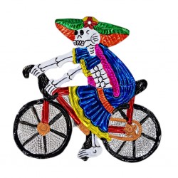 Catrina on a bicycle Tin ornament