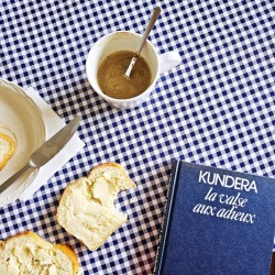 Navy blue Gingham oilcloth