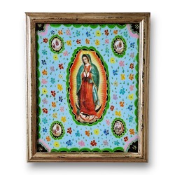 Pintura sobre vidrio Virgen de Guadalupe