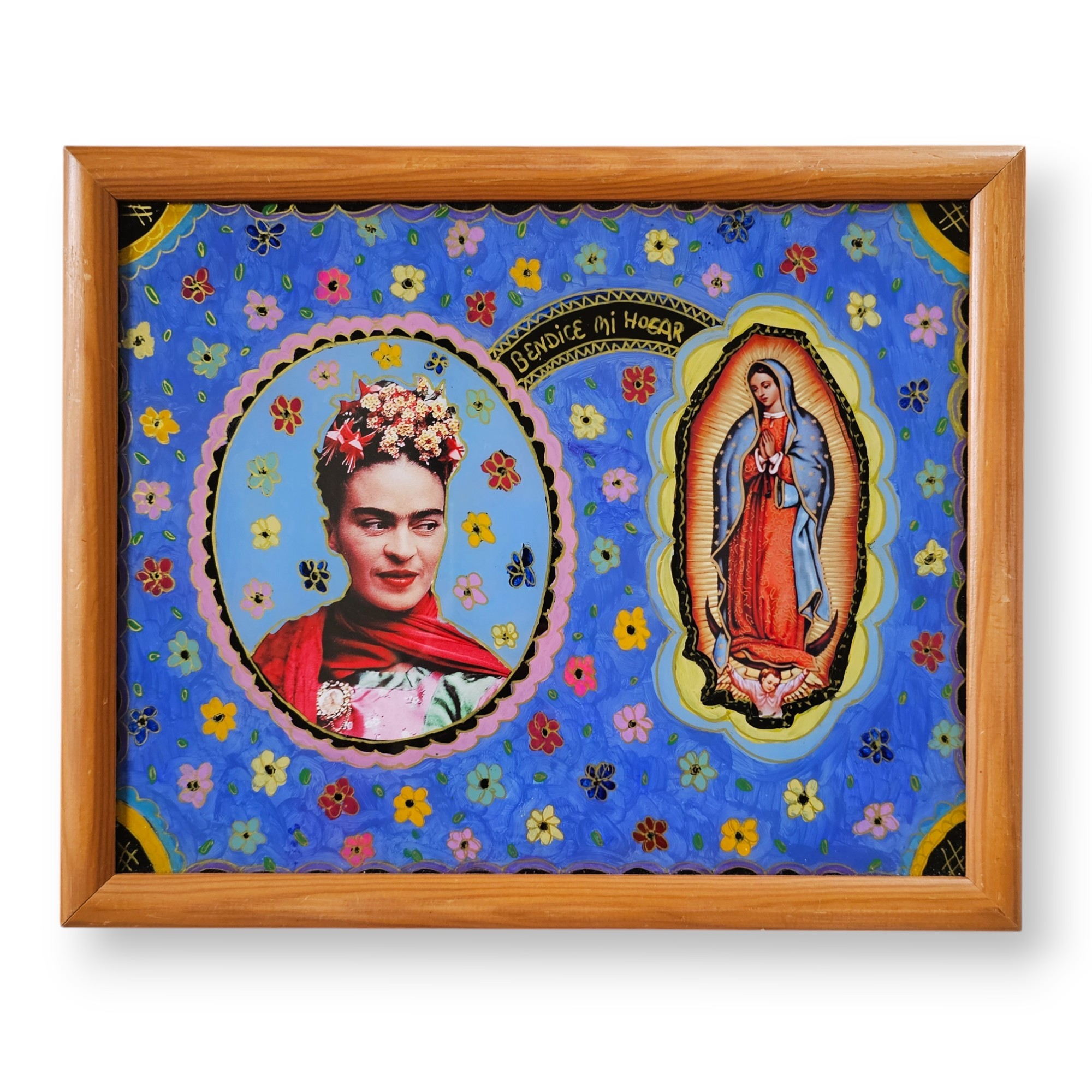 Frida Kahlo Painting, store Glasspainting, Home Decoration, Colourful Wall Hanging