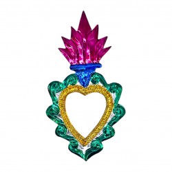 Colorful Exvoto heart mirror