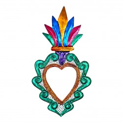 Colorful Exvoto heart mirror