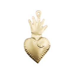 Golden tin Sacred Heart with hand