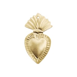 Golden tin Sacred Heart with large flame