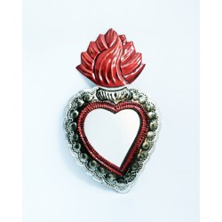 Sacred heart with lace border and mirror